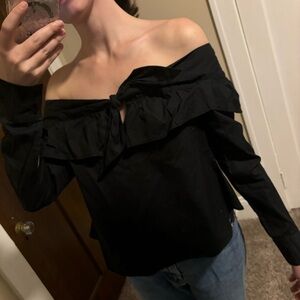 Off the Shoulder Small Black Blouse with Bow in the front The Fifth Label
